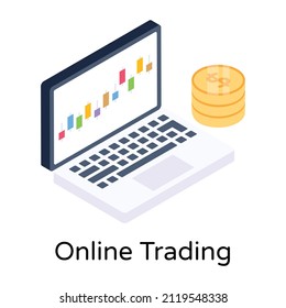Isomeric trendy icon of online trading

