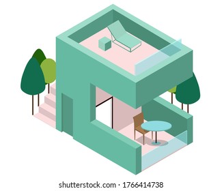 diseño de casa isométrica estilo 3d