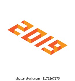 Isometric 2019 new year vector graphic isolated on white.
