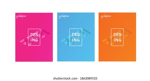 Isometric 2021 text. Vector graphic poster or invitation card set with cheerful colors