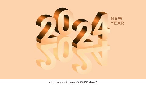 isometric 2024 new year celebration 3D, happy new year greeting. welcome 2024. realistic vector