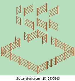 Isometric 2:1 Rail Fence Building Kit.