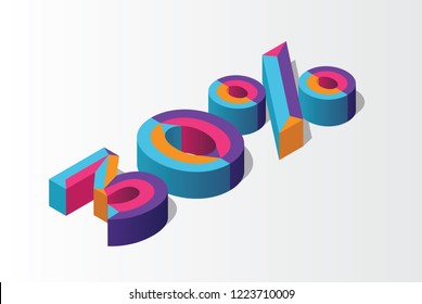 Isometric 30% percent off, 3D sale background, colorfull polygonal triangle object. Eps10 Vector.