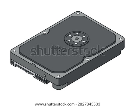 Isometric 3.5 inch computer hard disk drive storage device isolated on white
