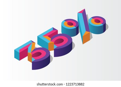 Isometric 35% percent off, 3D sale background, colorfull polygonal triangle object. Eps10 Vector.