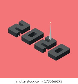 isometric 3d 2020 concept flat design 