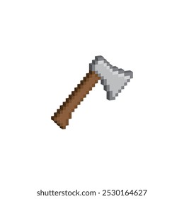 Icono isométrico del hacha 3d 8 pedazos, icono del arte del pixel para el logotipo del juego.