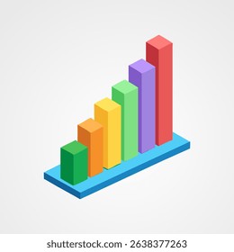 Isometric 3D Bar Graph with Upward Trend