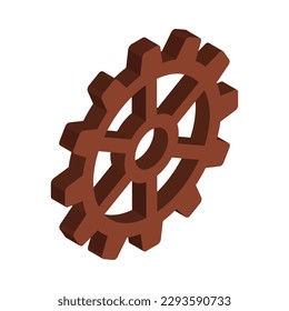 Isometric 3d brown gear icon vector illustration