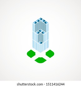 isometric 3d building design vector