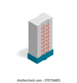 isometric 3D building model. Vector illustration.