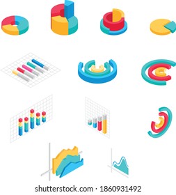 Isometric 3d business infographic elements vector illustration