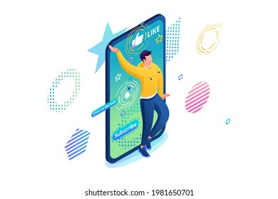 Isometric 3D. Channel About The Dance Of a Young Guy Tectonics, Freestyle. Subscribe To The Channel. Concept For Web Design