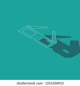 Isometric 3D cinema glasses icon isolated on green background.  Vector Illustration