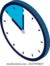 Isometric 3D Clock With marked Time 