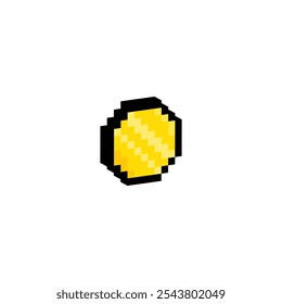 Isometric 3d coin pixel art icon vector golden money 8 bit game