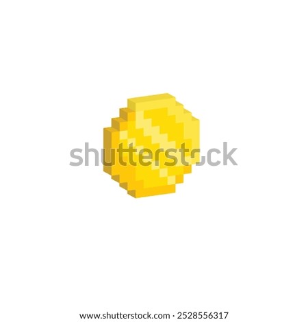 Isometric 3d coin pixel art icon vector golden money 8 bit game