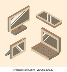 Isometric 3d computer and phone