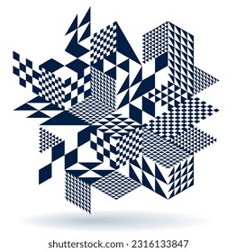 Isometric 3D cubes vector abstract background, geometric abstraction art modern architecture city buildings theme, cubic shapes and forms composition lowpoly style.