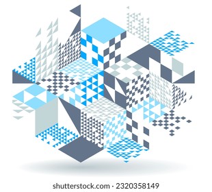 Isometric 3D cubes vector abstract geometric background, abstraction art polygonal graphic design wallpaper, cubic shapes and forms composition lowpoly style.