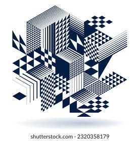 Isometric 3D cubes vector abstract background, geometric abstraction art modern architecture city buildings theme, cubic shapes and forms composition lowpoly style.