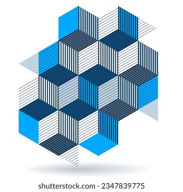 Isometric 3D cubes vector abstract geometric background, abstraction art polygonal graphic design wallpaper, cubic shapes and forms composition lowpoly style.