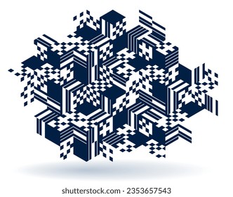 Isometric 3D cubes vector abstract background, geometric abstraction art modern architecture city buildings theme, cubic shapes and forms composition lowpoly style.