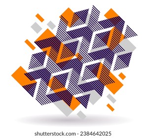 Isometric 3D cubes vector abstract geometric background, yellow abstraction art architecture city buildings theme, cubic shapes and forms composition lowpoly style.