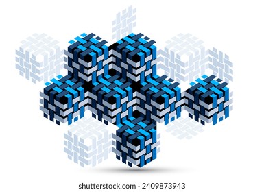 Isometric 3D cubes vector abstract geometric background, abstraction art polygonal graphic design wallpaper, cubic shapes and forms composition lowpoly style.