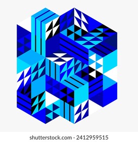 Isometric 3D cubes vector abstract geometric background, abstraction art polygonal graphic design wallpaper, cubic shapes and forms composition lowpoly style.