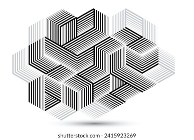 Isometric 3D cubes vector abstract background, geometric abstraction art modern architecture city buildings theme, cubic shapes and forms composition lowpoly style.