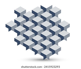 Isometric 3D cubes vector abstract background, geometric abstraction art modern architecture city buildings theme, cubic shapes and forms composition lowpoly style.