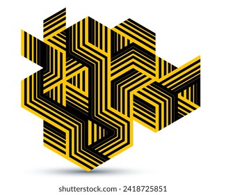 Isometric 3D cubes vector abstract geometric background, yellow abstraction art architecture city buildings theme, cubic shapes and forms composition lowpoly style.