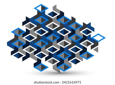 Isometric 3D cubes vector abstract geometric background, abstraction art polygonal graphic design wallpaper, cubic shapes and forms composition lowpoly style.