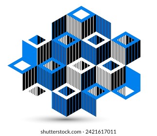 Isometric 3D cubes vector abstract geometric background, abstraction art polygonal graphic design wallpaper, cubic shapes and forms composition lowpoly style.