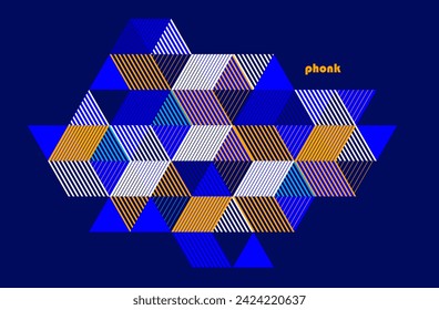 Isometric 3D cubes vector abstract geometric background, abstraction art polygonal graphic design wallpaper, cubic shapes and forms lowpoly composition over dark.