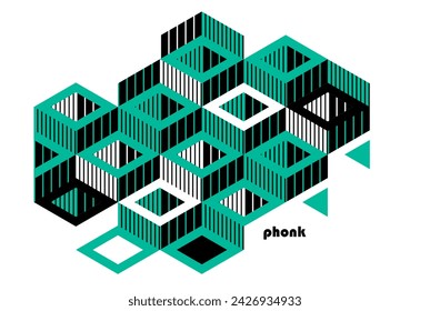 Isometric 3D cubes vector abstract geometric background, abstraction art polygonal graphic design wallpaper, cubic shapes and forms composition lowpoly style.