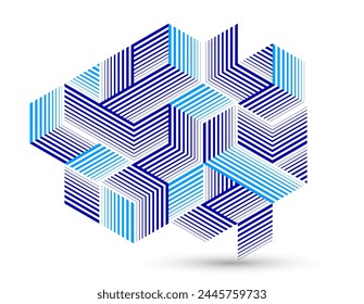 Isometric 3D cubes vector abstract geometric background, abstraction art polygonal graphic design wallpaper, cubic shapes and forms composition lowpoly style.