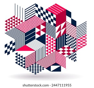 Isometric 3D cubes vector abstract geometric background, abstraction art polygonal graphic design wallpaper, cubic shapes and forms composition lowpoly style.