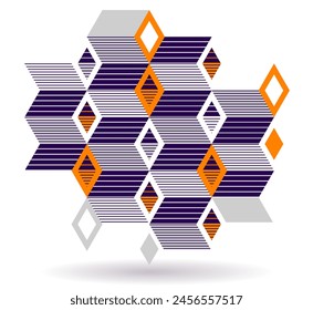 Isometric 3D cubes vector abstract geometric background, yellow abstraction art architecture city buildings theme, cubic shapes and forms composition lowpoly style.