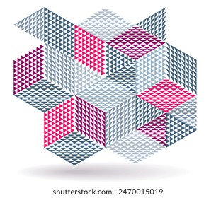 Isometric 3D cubes vector abstract geometric background, abstraction art polygonal graphic design wallpaper, cubic shapes and forms composition lowpoly style.