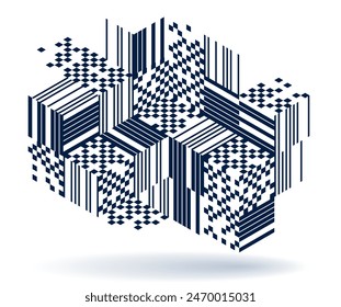 Isometric 3D cubes vector abstract background, geometric abstraction art modern architecture city buildings theme, cubic shapes and forms composition lowpoly style.