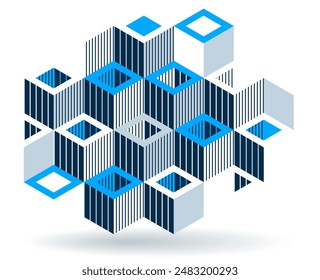 Isometric 3D cubes vector abstract geometric background, abstraction art polygonal graphic design wallpaper, cubic shapes and forms composition lowpoly style.