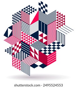 Isometric 3D cubes vector abstract geometric background, abstraction art polygonal graphic design wallpaper, cubic shapes and forms composition lowpoly style.