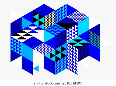 Isometric 3D cubes vector abstract geometric background, abstraction art polygonal graphic design wallpaper, cubic shapes and forms composition lowpoly style.