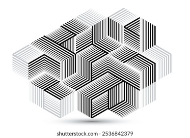 Isometric 3D cubes vector abstract background, geometric abstraction art modern architecture city buildings theme, cubic shapes and forms composition lowpoly style.