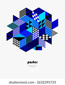 Isometric 3D cubes vector abstract geometric background, abstraction art polygonal graphic design wallpaper, cubic shapes and forms composition lowpoly style.