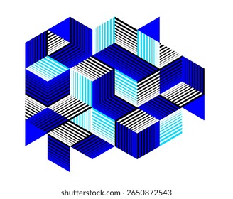 Isometric 3D cubes vector abstract geometric background, abstraction art polygonal graphic design wallpaper, cubic shapes and forms composition lowpoly style.