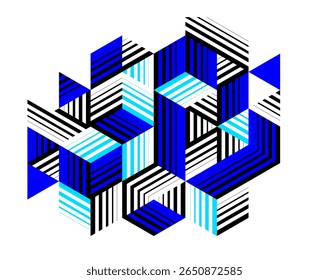Isometric 3D cubes vector abstract geometric background, abstraction art polygonal graphic design wallpaper, cubic shapes and forms composition lowpoly style.