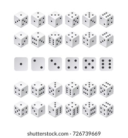 Isometric 3d dice combination. Vector game cubes isolated. Collection for gambling app and casino concept. Dice game, gambling cube for casino illustration